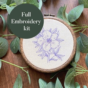 Floral Linework Embroidery Kit: DIY Beginner Needlepoint