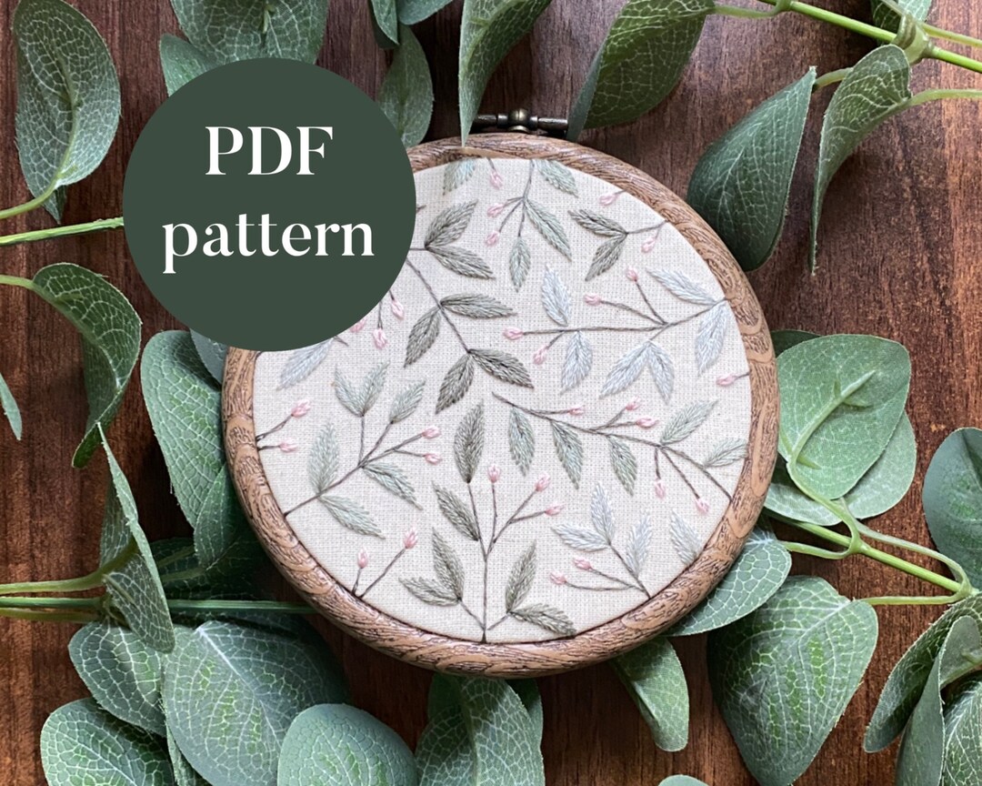 PDF Digital Embroidery Pattern Floral Buds Hand Embroidery Needlepoint