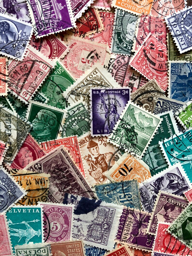 25 Stamps Ephemera Mixed Themed International Worldwide Etsy Sweden