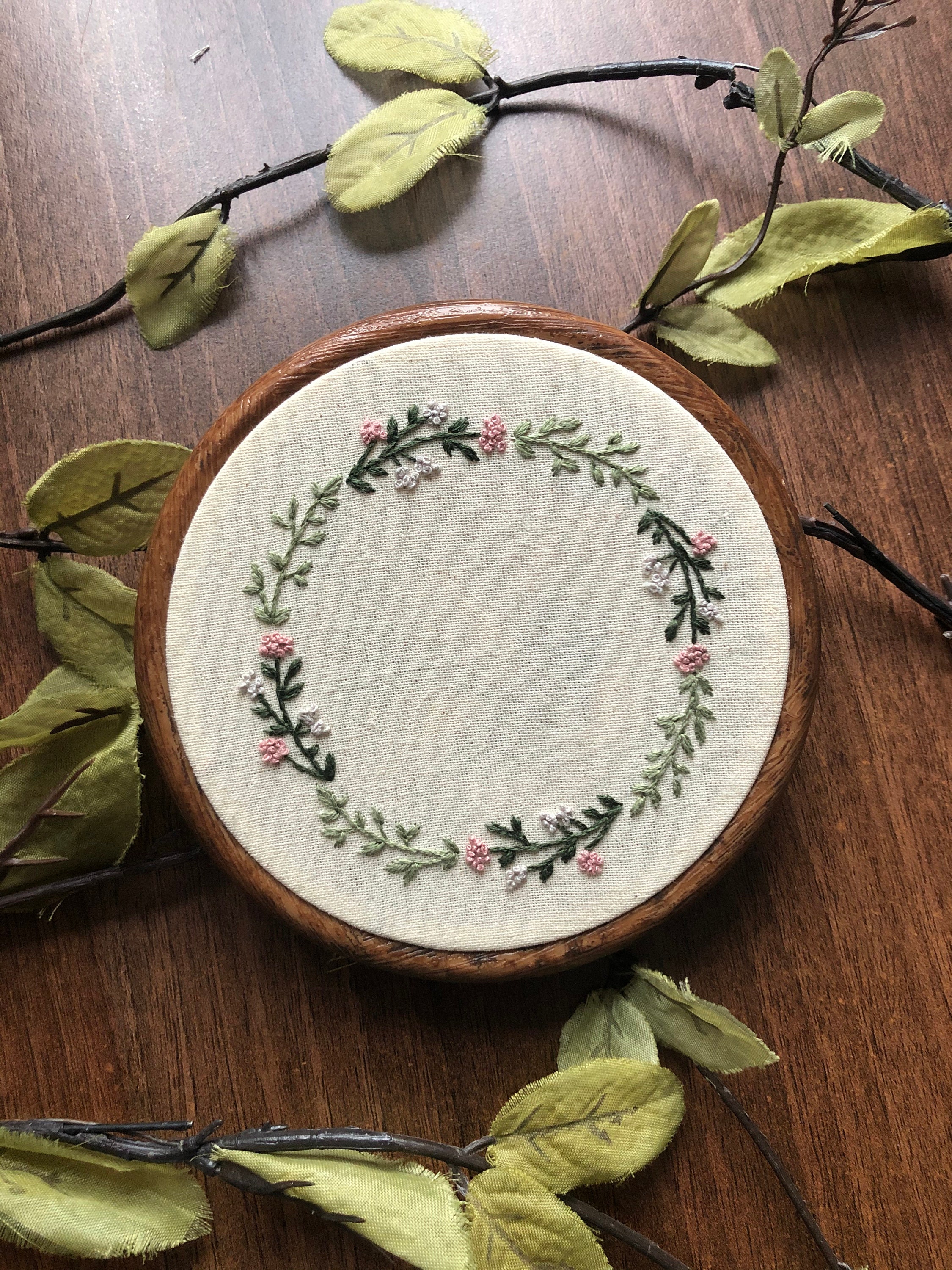 Floral Wreath Embroidery Pattern | Beginner DIY Hand Stitch (PDF ...
