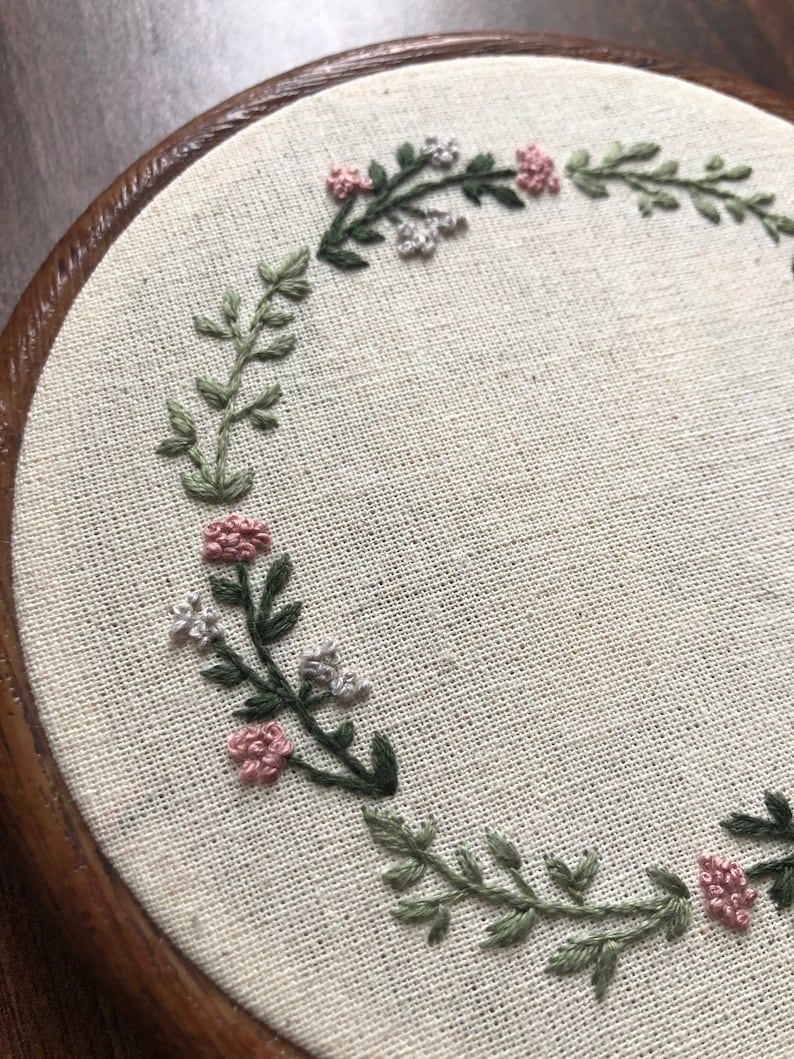 PDF Digital Embroidery Pattern Floral Wreath Beginner Hand Etsy