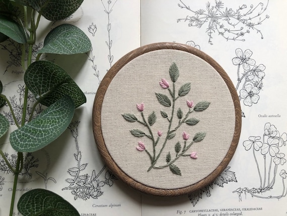 pdf digital embroidery pattern simple blossoming leaves etsy