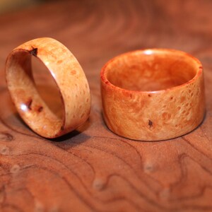 Personalized Rhododendron Burl Wood Rings, Wood Rings, Wooden rings, Men&#39;s wood rings, Women&#39;s wood rings, Wood wedding bands, Wood ring set