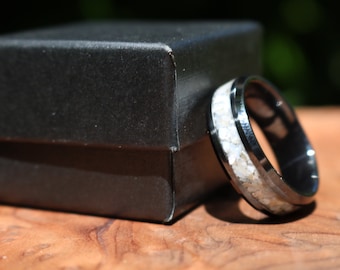 Genuine mother of pearl ring, Mother of pearl and black ceramic ring, Black ceramic, Black ceramic ring, High-Tech Ceramic Ring, Pearl ring