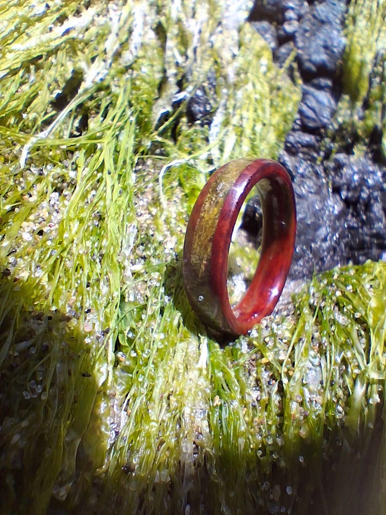 Manzanita Burl Wood Ring, Ocean Moss Inlay, Waterproof - Etsy