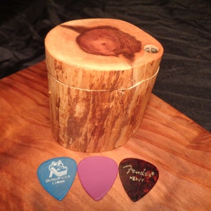 Wooden Guitar Pick Box, Guitar Pick case, Redwood Branch Rustic hard wood, Electric Guitar, Boyfriend gift, perfect Groomsman gift, Music