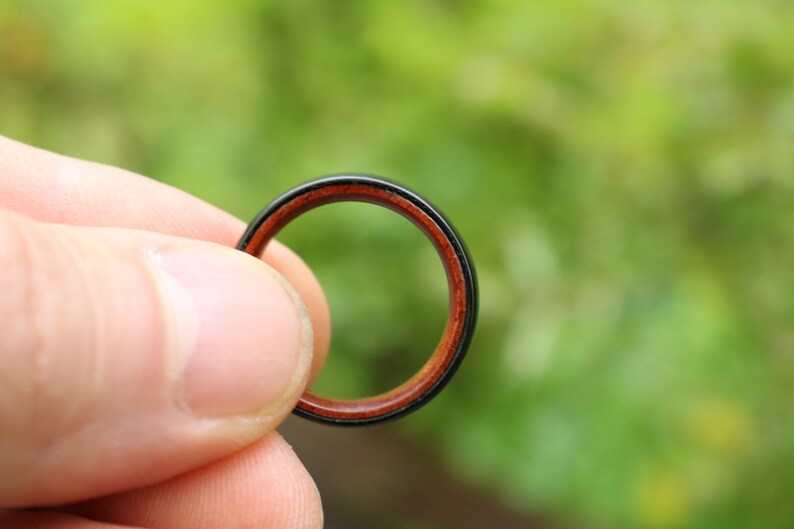 6mm domed tungsten redwood ring women/'s wedding band tungsten Personalized Tungsten Ring Black Brushed Tungsten Redwood Ring Tungsten
