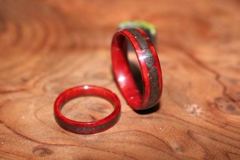 Halo Wedding Rings Handcrafted Titanium Wooden Wedding Rings