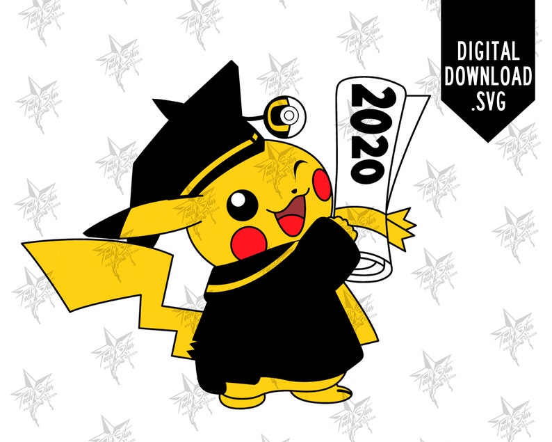 SVG DIGITAL DOWNLOAD Pikachu Graduate Character Etsy