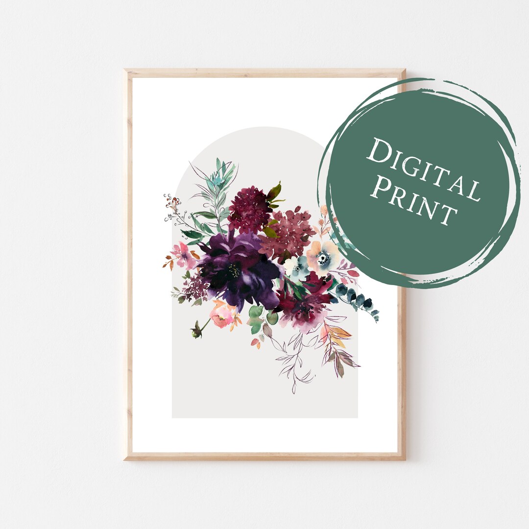Floral Digital Download Wall Print Floral Wall Print Living Etsy UK