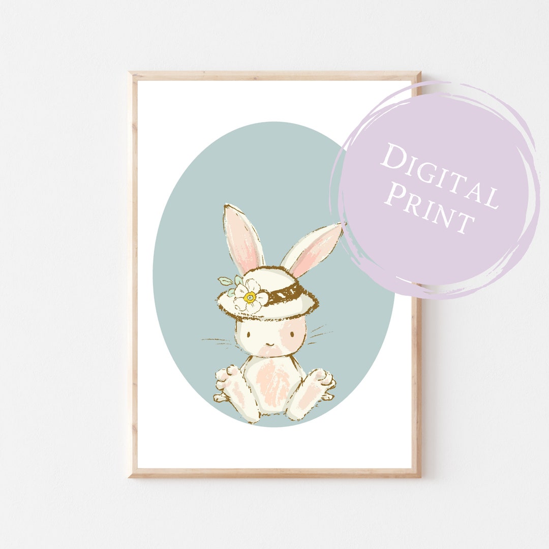 Nursery Wall Art Rabbit Wall Decor Printable Download Etsy