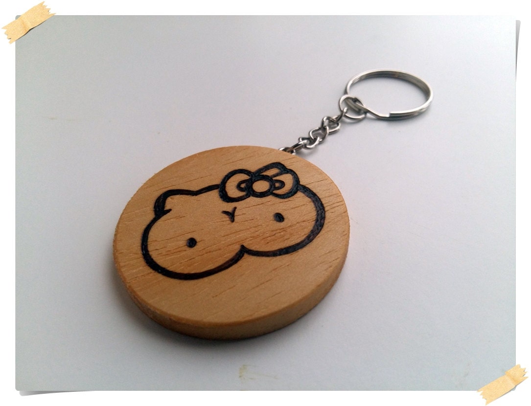 Hello Kitty Hello Titty wooden handmade keychain Etsy