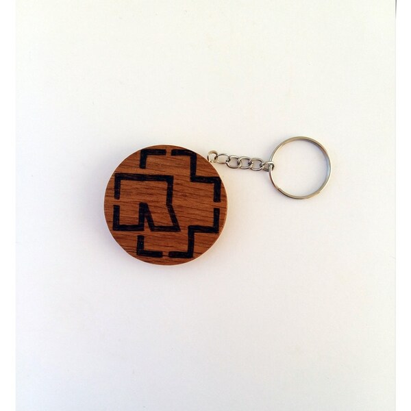 Rammstein wooden round handmade keychain, pyrography art keychain, rock band, germany, gift idea