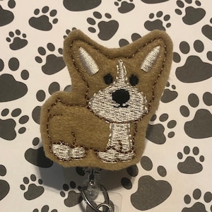 Felt Corgi Badge Reel