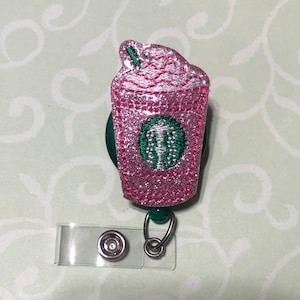 Pink/Strawberry Frap Glitter Badge Reel
