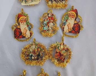 Victorian-type Inspired Scrap Ornaments. Victorian Style Santas