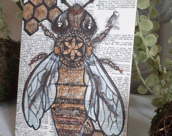 Bee Art. Honey Bee Magnet. Entomology Art