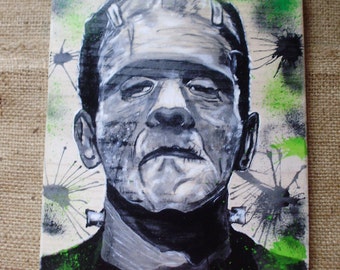 Frankenstein Inspired Painting. Halloween Decor