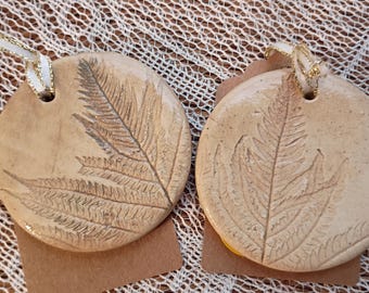 Fern Leaf Impressions Ceramic Ornaments set of 4