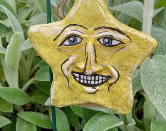 Handmade Clay Star Ornament / Primitive Rustic Star Ornament / Clay Star