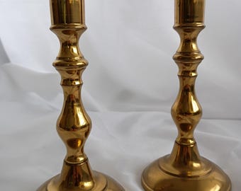 Vintage Brass Taper Candlesticks Valsan 7.5” Pair Made In Portugal