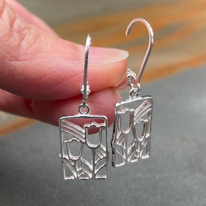 Sterling Silver Tulip Dangle Earrings: Floral Charm Jewelry
