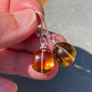 Citrine Sterling Silver Dangle Earrings: November Birthstone Jewelry