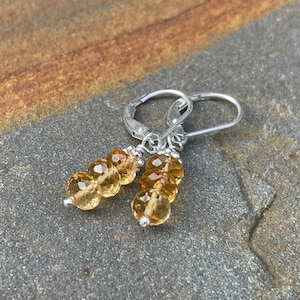 Citrine Sterling Silver Dangle Earrings: November Birthstone Gift