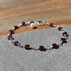 Pink Tourmaline Bracelet, Sterling Silver October Birthstone Gift for Her, Pink Tourmaline Jewelry