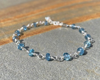 AAA Santa Maria Aquamarine Bracelet, Blue March Birthstone Bracelet, Sterling Silver Stacking Bracelet, Mother's Day Gift