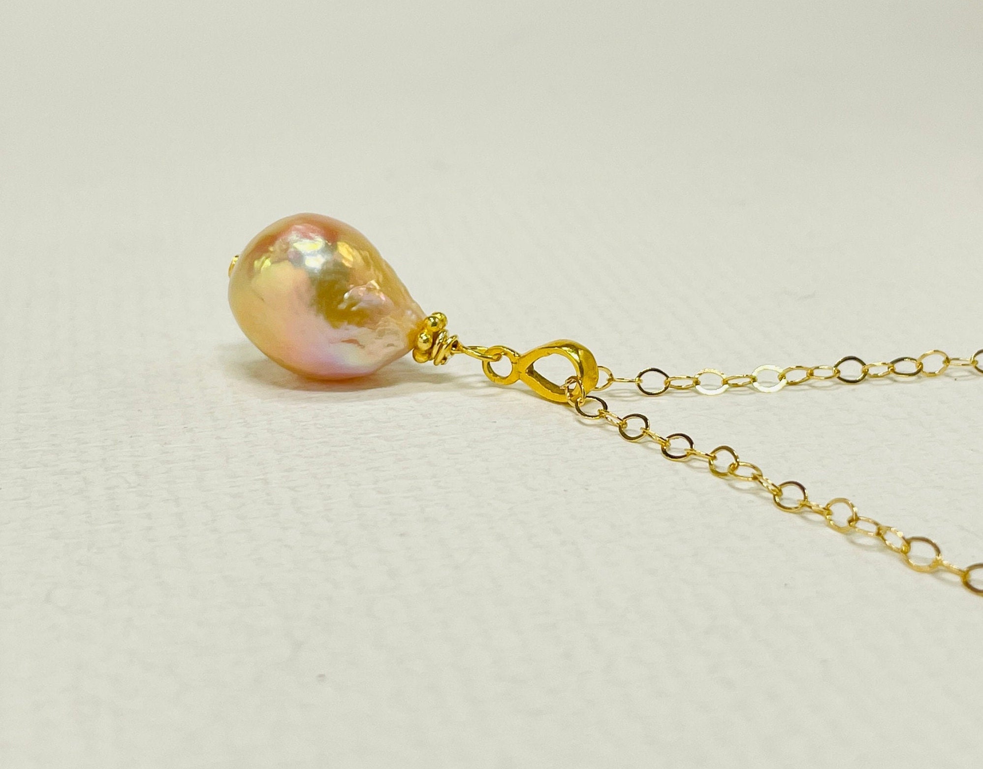 Baroque Pearl Necklace Minimalist Gold Necklace June - Etsy