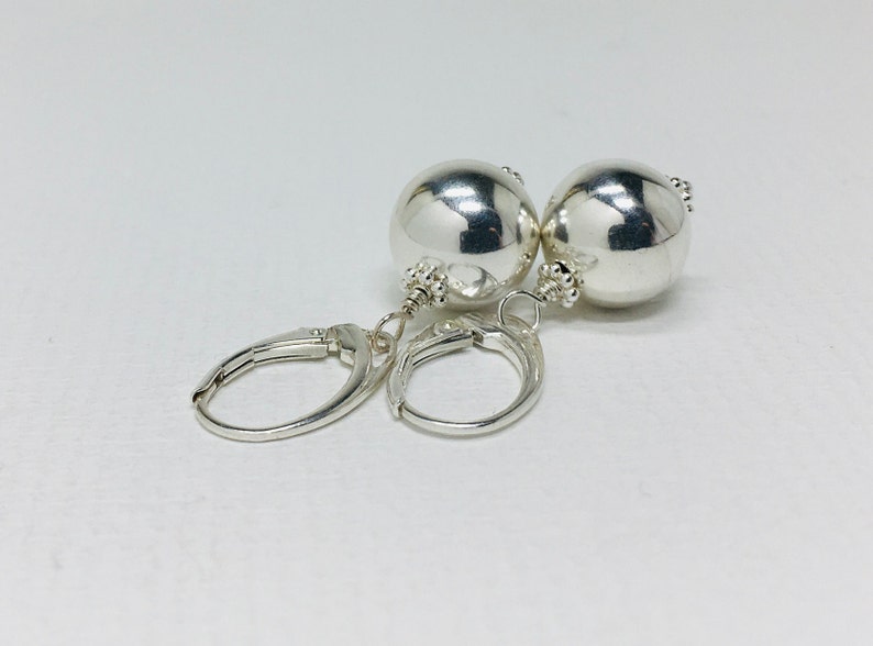Sterling Silver Ball Earrings Leverback Earrings Dangle & Etsy
