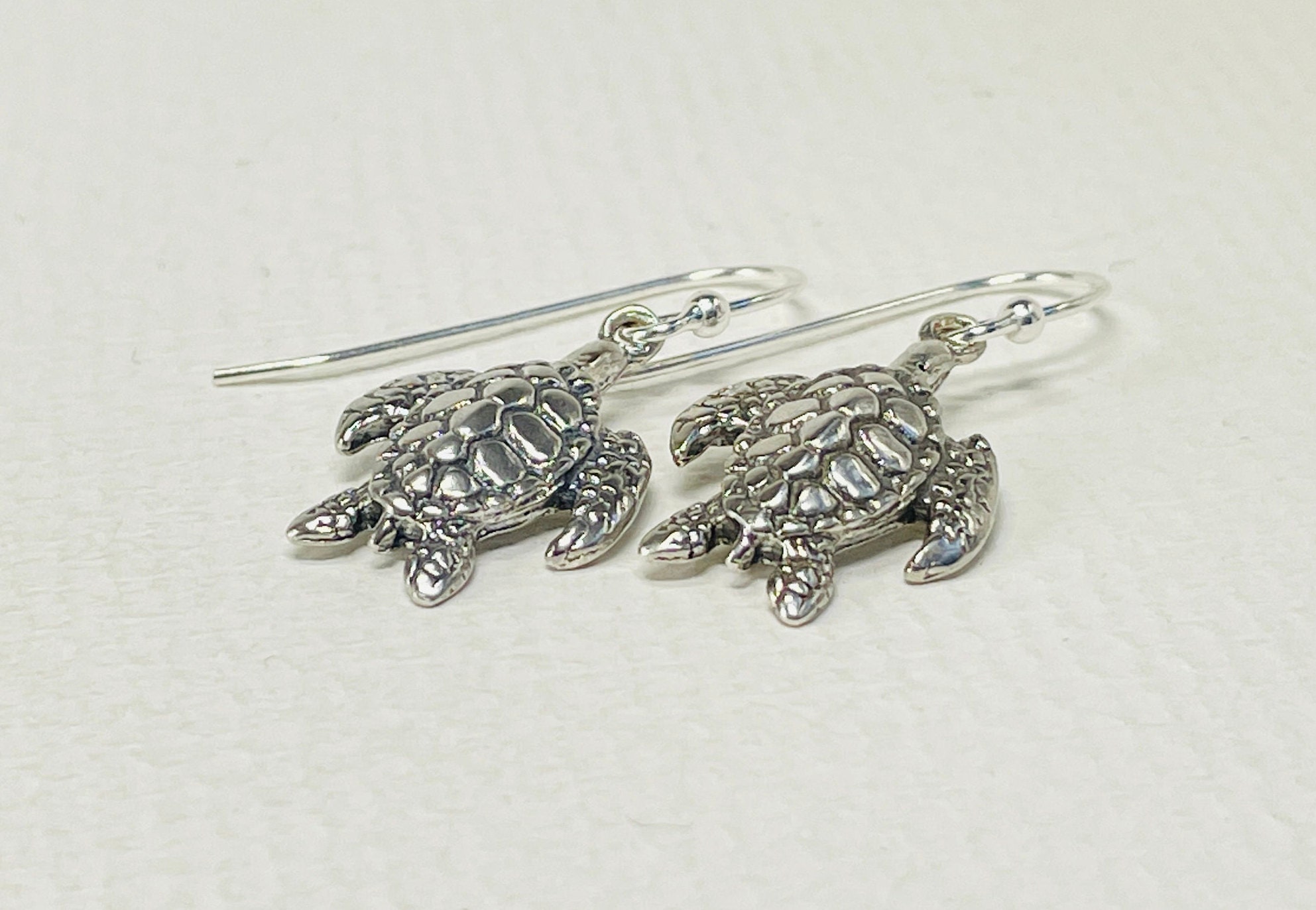 Sea Turtle Earrings/Sterling Silver Earrings/Dangle | Etsy