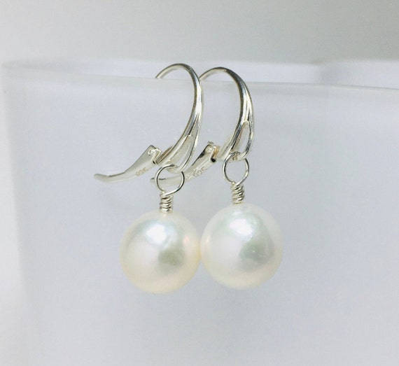 Pearl Earrings/Sterling Silver Earrings/Leverback | Etsy