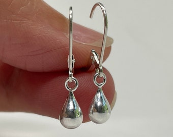 Sterling Silver Teardrop Earrings, Tiny Minimalist Dangle & Drop Earrings, Birthday Gift for Girlfriend