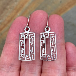Sterling Silver Dangle Earrings: Handmade Labyrinth Charm Jewelry