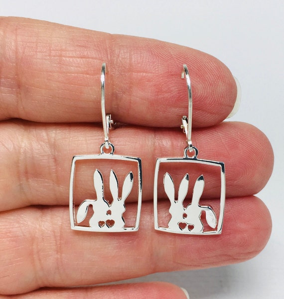 Sterling Silver Earrings Bunny Earrings Leverback Earrings | Etsy