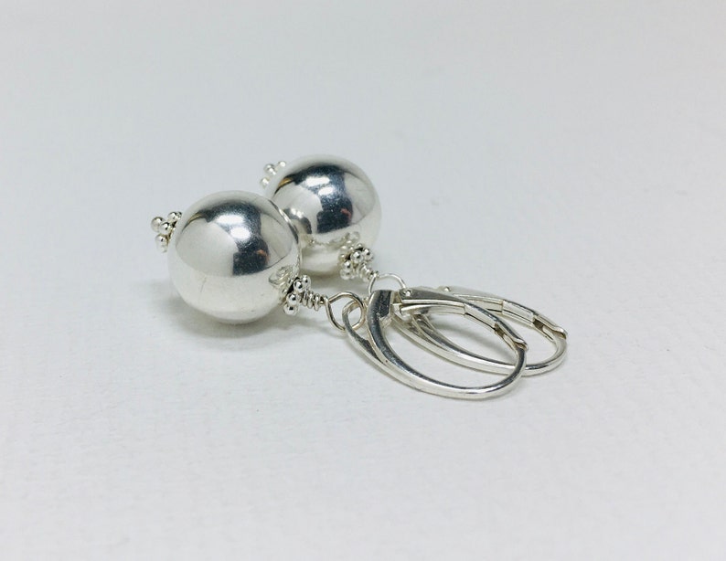 Sterling Silver Ball Earrings Leverback Earrings Dangle & Etsy