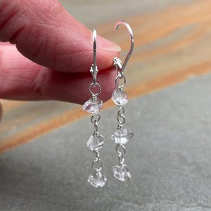 Herkimer Diamond Sterling Silver Leverback Earrings: April Birthstone