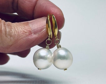 Pearl Gold Earrings, June Birthstone Gift, Edison Pearl Dangle & Drop Earrings, Mother's Day Gift