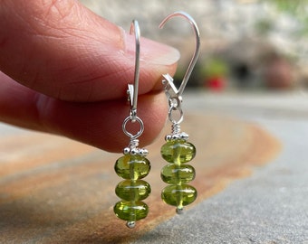 Peridot Sterling Silver Dangle Earrings: August Birthstone Jewelry