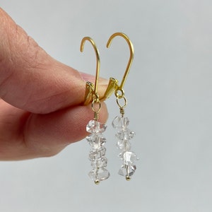 Herkimer Diamond Earrings, Sterling Silver Leverback Earrings, April Birthstone Gift for Women