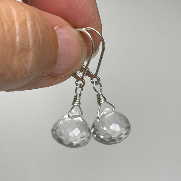 Crystal Teardrop Earrings, Sterling Silver Lever Back Earrings, Minimalist Drop & Dangle Earrings, Birthday Gift for Women