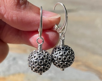 Sterling Silver Ball Earrings, Dangle & Drop Ball Bead Earrings, Birthday Gift for Girlfriend or Yourself