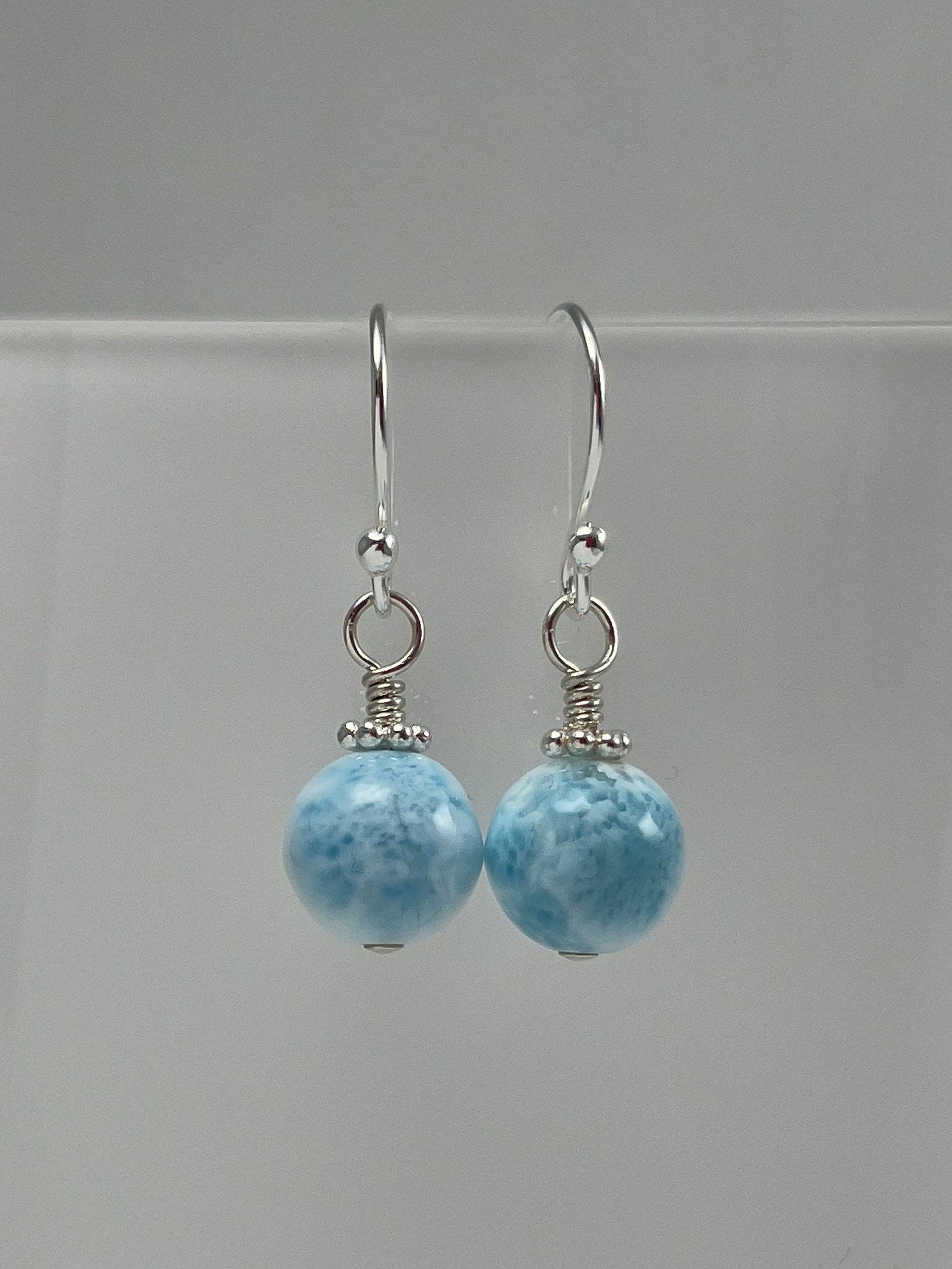 Larimar Jewelry, Dangle Earrings, 925 Sterling Silver