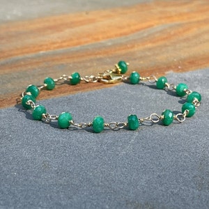 Gold Emerald Bracelet: May Birthstone Gemstone Bracelet
