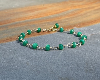 Gold Emerald Bracelet: May Birthstone Gemstone Bracelet