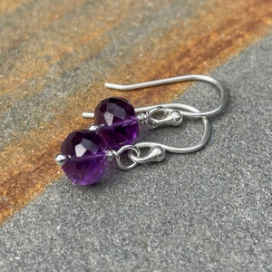 Minimalist Amethyst Sterling Silver Earrings: February Birthstone