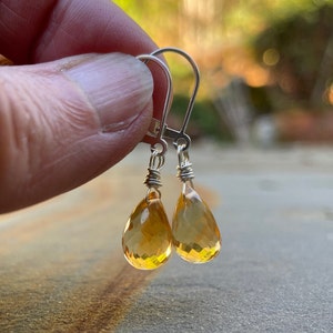 Citrine Drop Earrings, Dangle & Drop Earrings, Sterling Silver Leverback Earrings, November Birthstone, Birthday Gift for Her