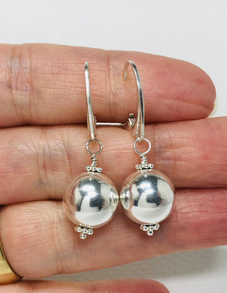 Sterling Silver Ball Earrings Leverback Earrings Dangle & | Etsy